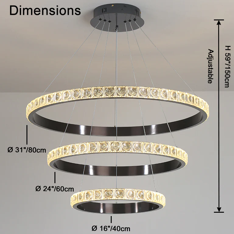 WOMO Tiered Ring Led Crystal Chandelier-WM2549b - Image 18