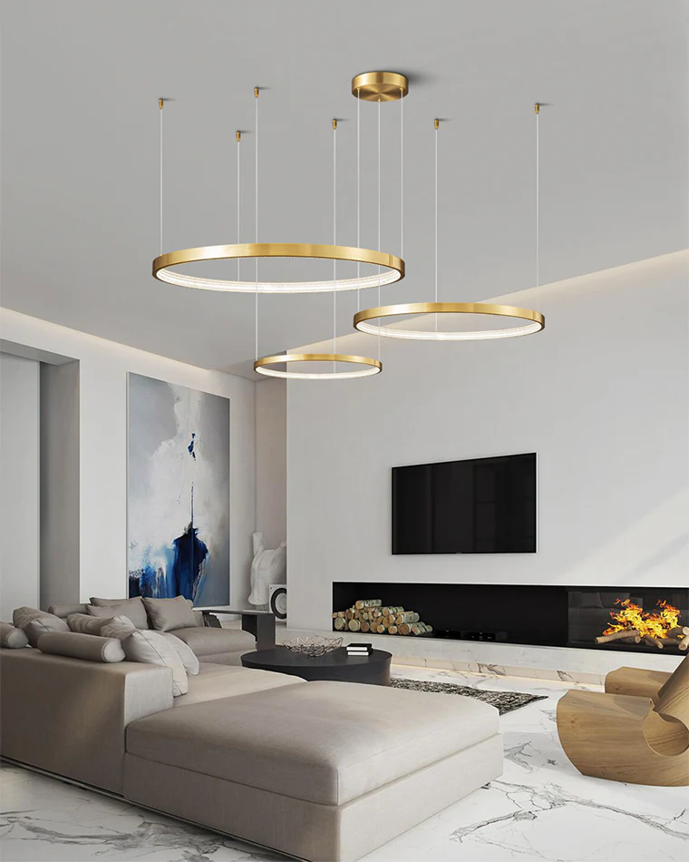 WOMO Tiered Circular Led Brass Chandelier-WM2345 - Image 2