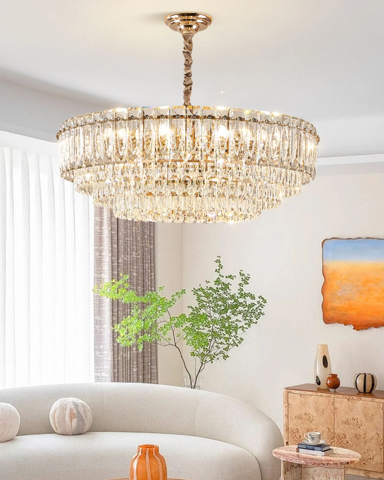 WOMO Tiered Crystal Chandelier-WM3038 - Image 7