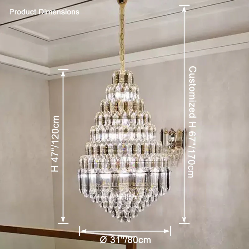 WOMO Tiered taper Crystal Foyer Chandelier-WM2384 - Image 21