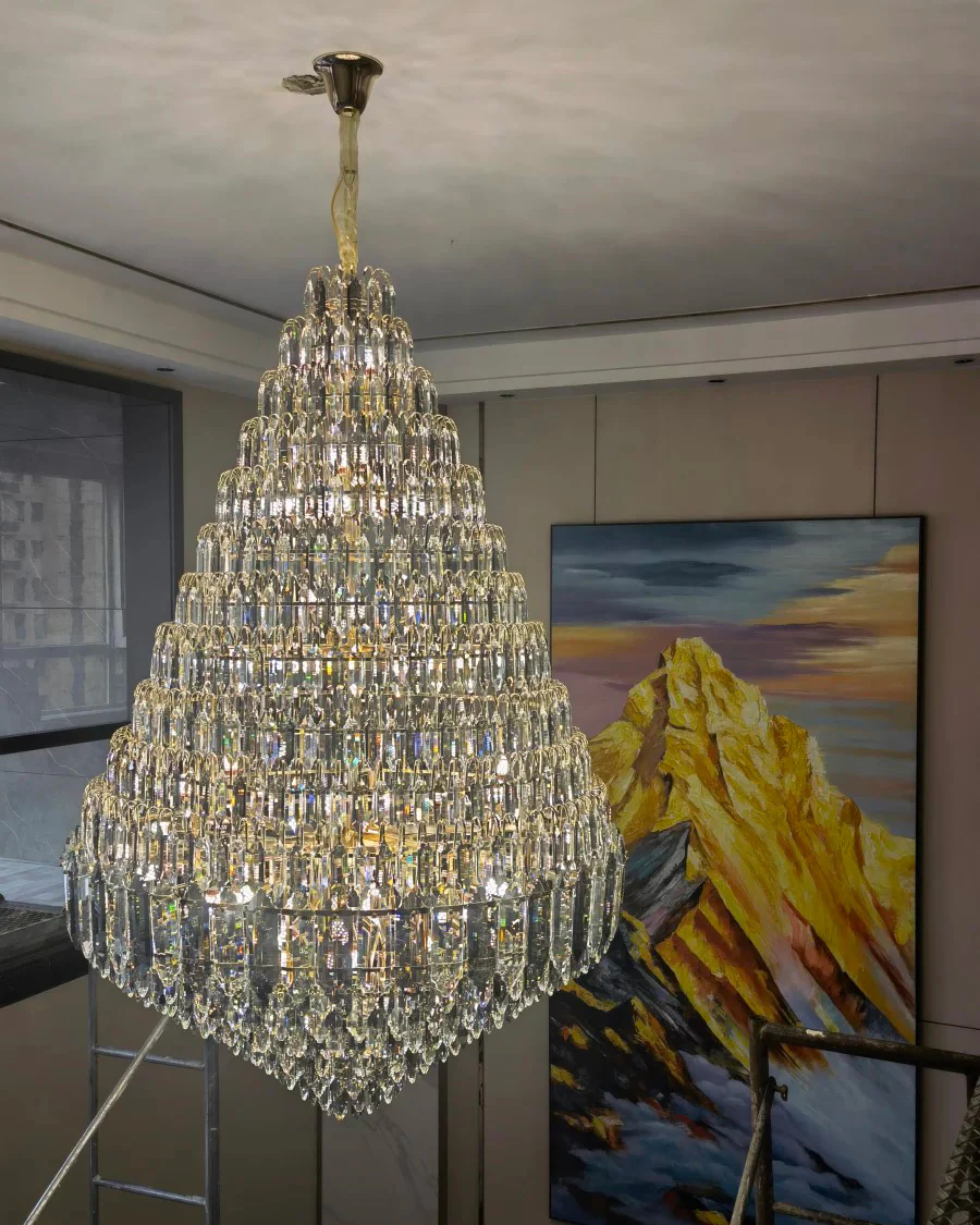 WOMO Tiered taper Crystal Foyer Chandelier-WM2384 - Image 6