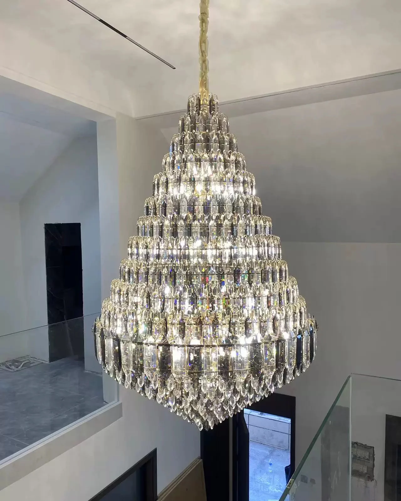 WOMO Tiered taper Crystal Foyer Chandelier-WM2384 - Image 8