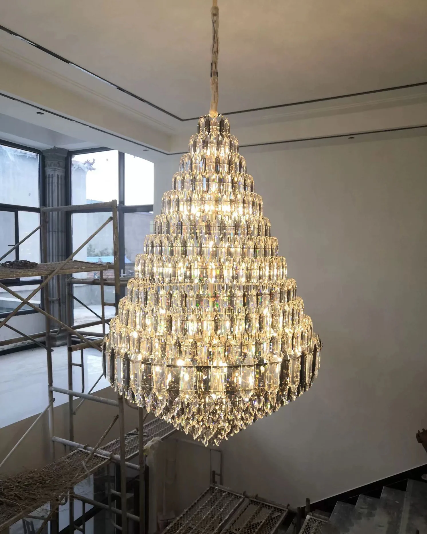 WOMO Tiered taper Crystal Foyer Chandelier-WM2384 - Image 9
