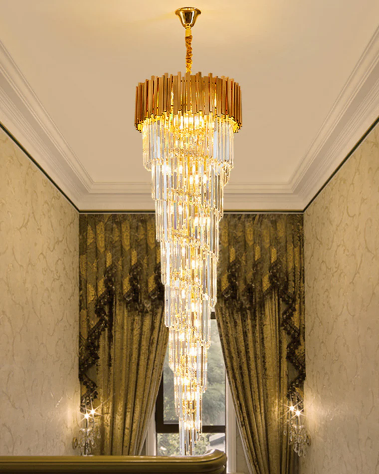 WOMO Gold Cascading Crystal Chandelier-WM2185d - Image 10