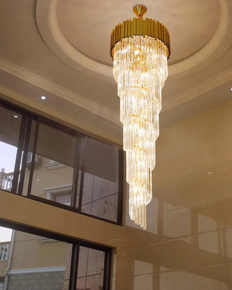 WOMO Gold Cascading Crystal Chandelier-WM2185d - Image 11