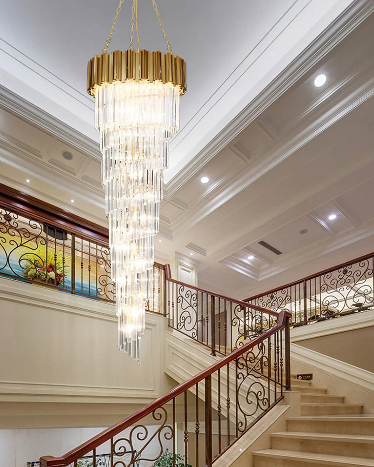 WOMO Gold Cascading Crystal Chandelier-WM2185d - Image 12