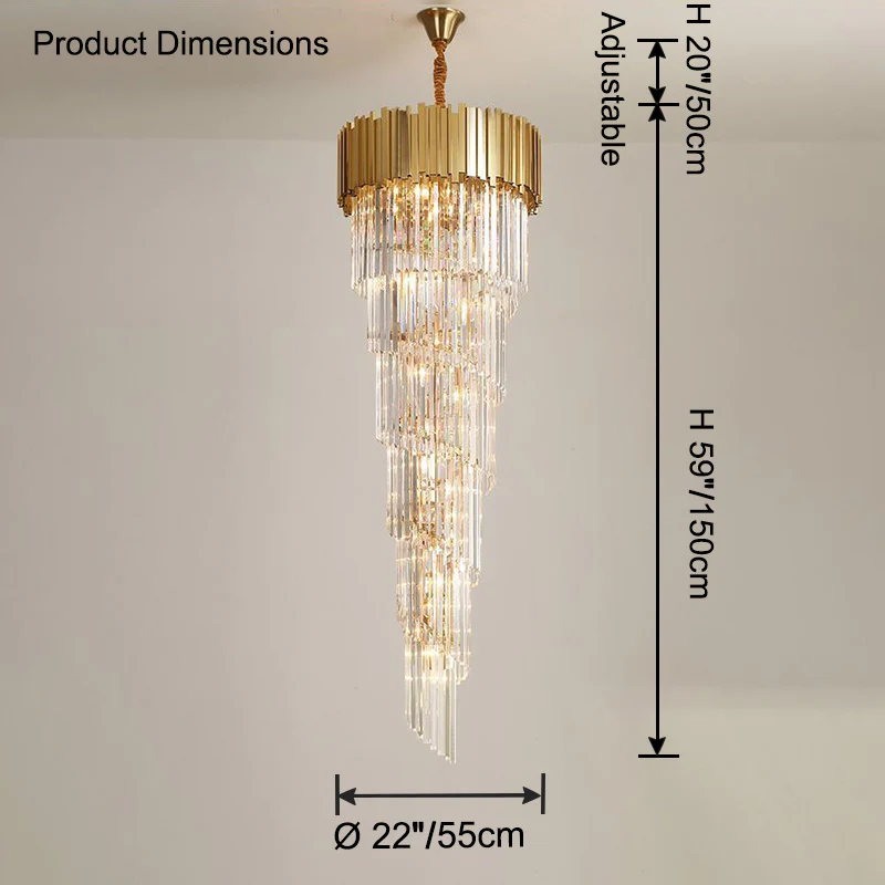 WOMO Gold Cascading Crystal Chandelier-WM2185d - Image 18