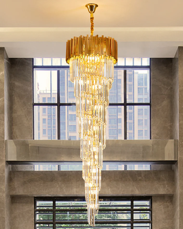 WOMO Gold Cascading Crystal Chandelier-WM2185d - Image 2