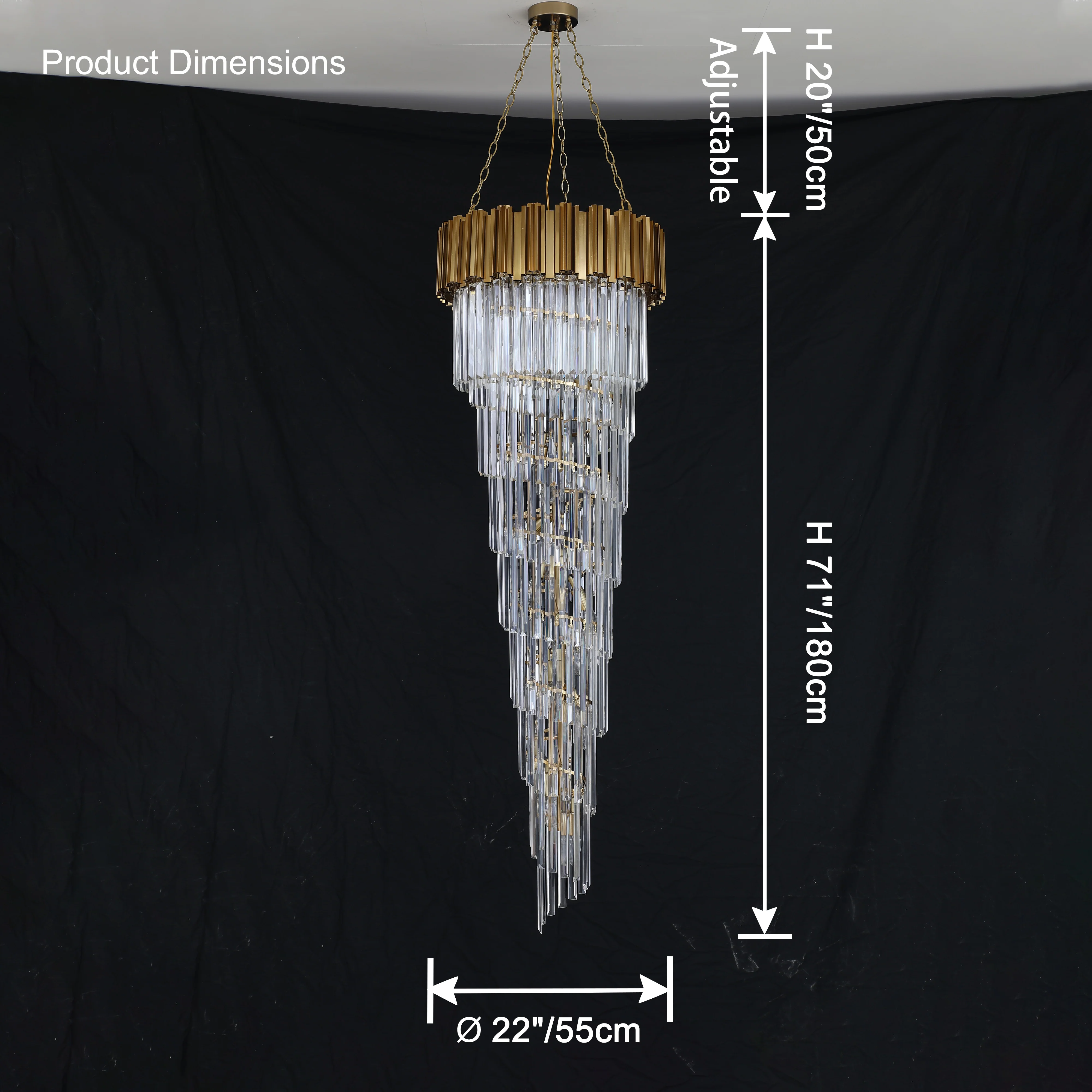 WOMO Gold Cascading Crystal Chandelier-WM2185d - Image 20