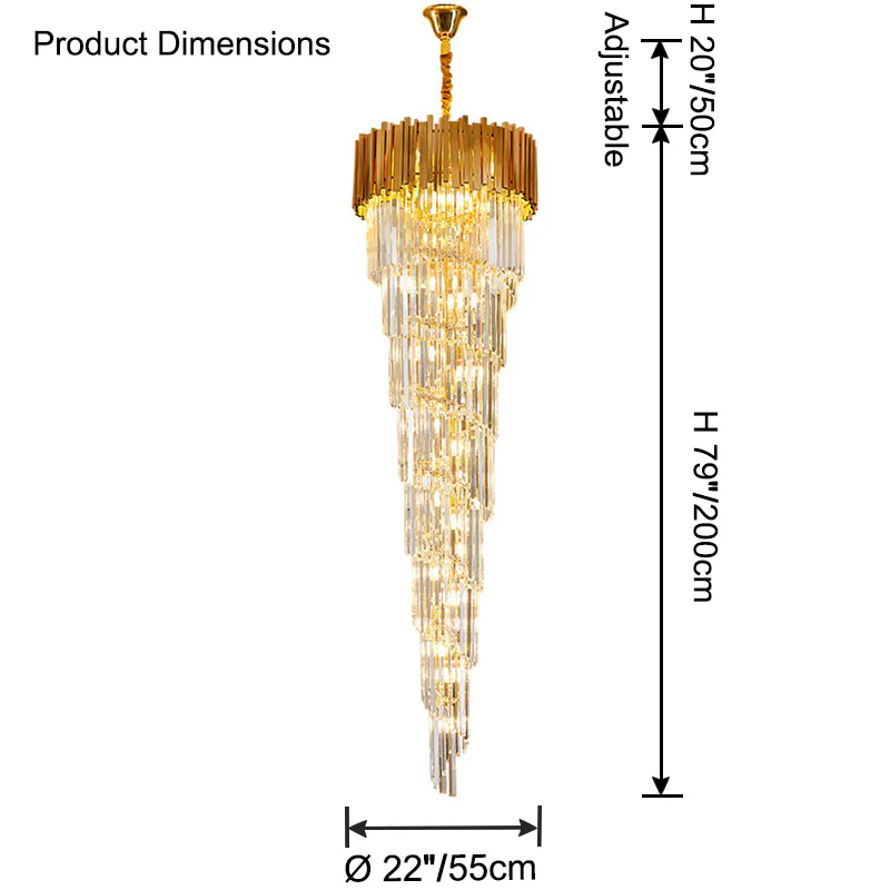 WOMO Gold Cascading Crystal Chandelier-WM2185d - Image 22