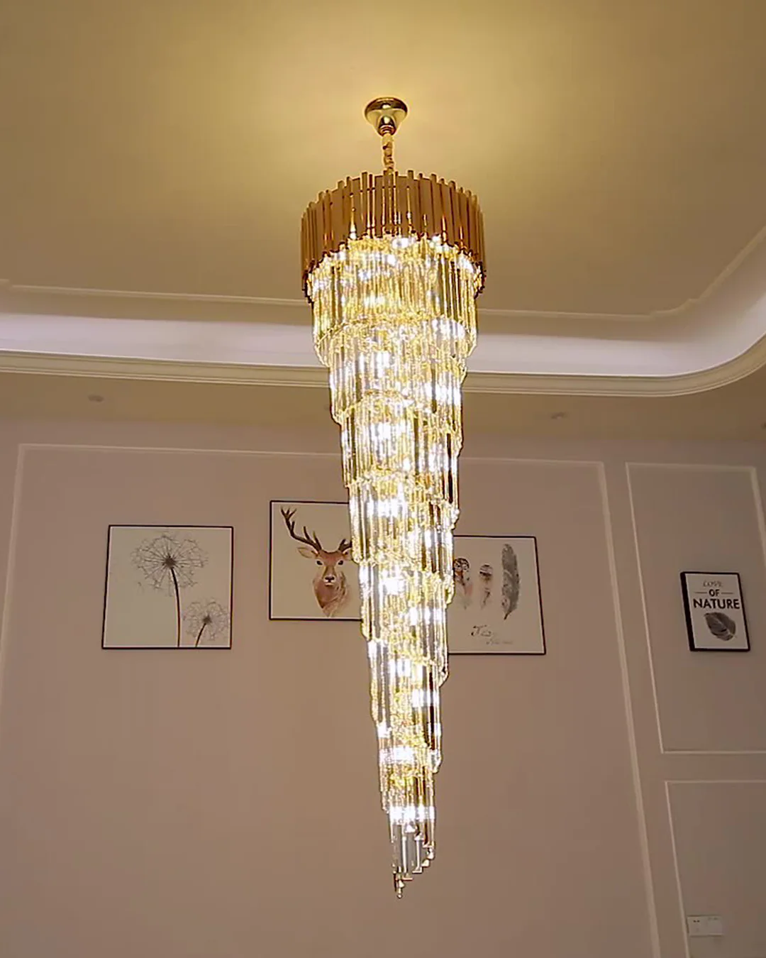 WOMO Gold Cascading Crystal Chandelier-WM2185d - Image 3