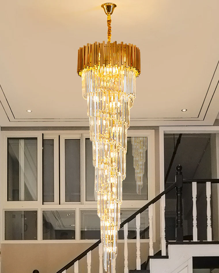 WOMO Gold Cascading Crystal Chandelier-WM2185d - Image 7