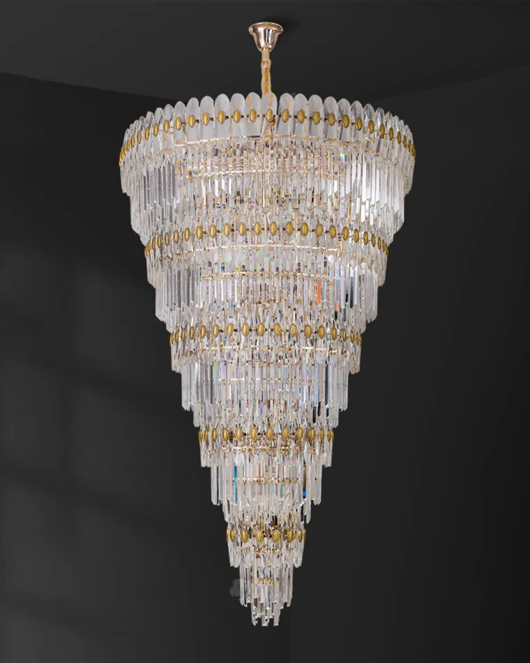WOMO Tiered Tapered Gold Crystal Chandelier-WM2533 - Image 10