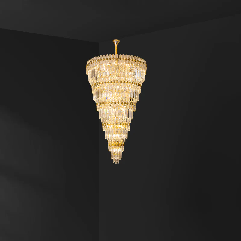 WOMO Tiered Tapered Gold Crystal Chandelier-WM2533 - Image 16