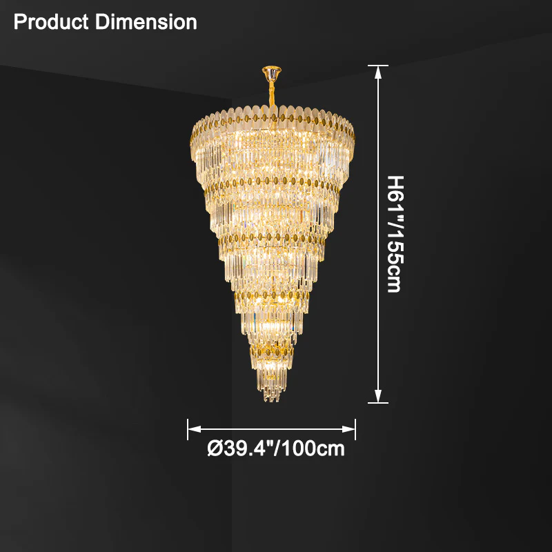WOMO Tiered Tapered Gold Crystal Chandelier-WM2533 - Image 21