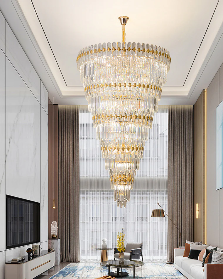 WOMO Tiered Tapered Gold Crystal Chandelier-WM2533 - Image 3