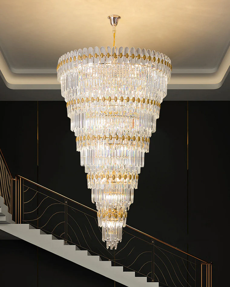 WOMO Tiered Tapered Gold Crystal Chandelier-WM2533 - Image 8