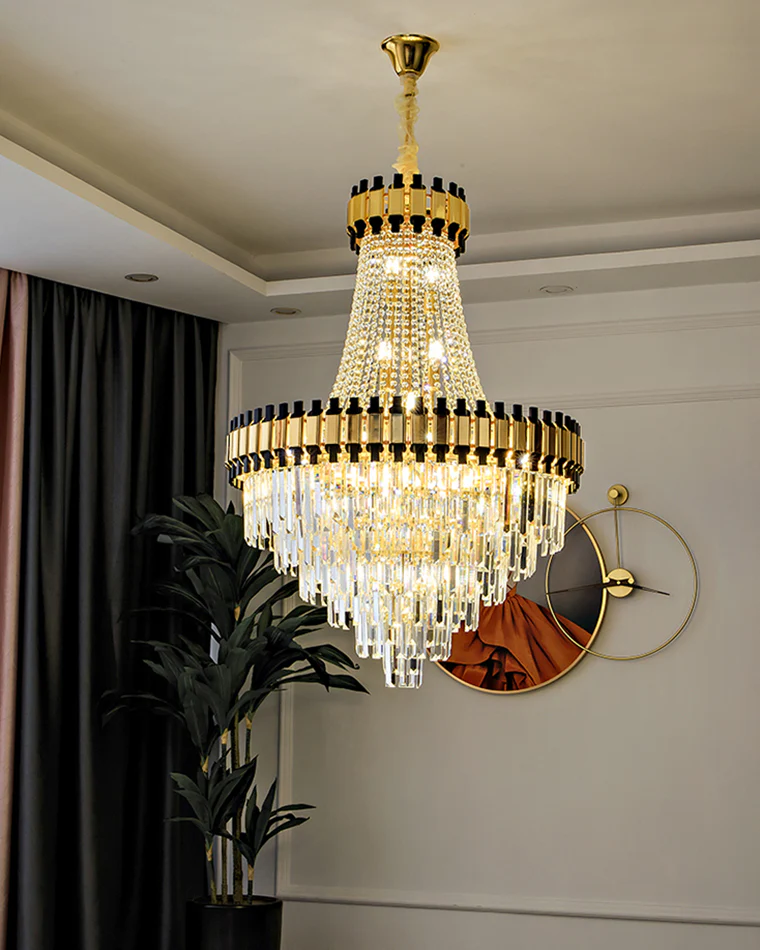 WOMO Tiered Gold Crystal Chandelier-WM2745 - Image 10