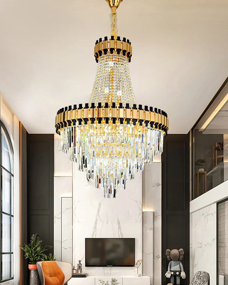 WOMO Tiered Gold Crystal Chandelier-WM2745 - Image 11