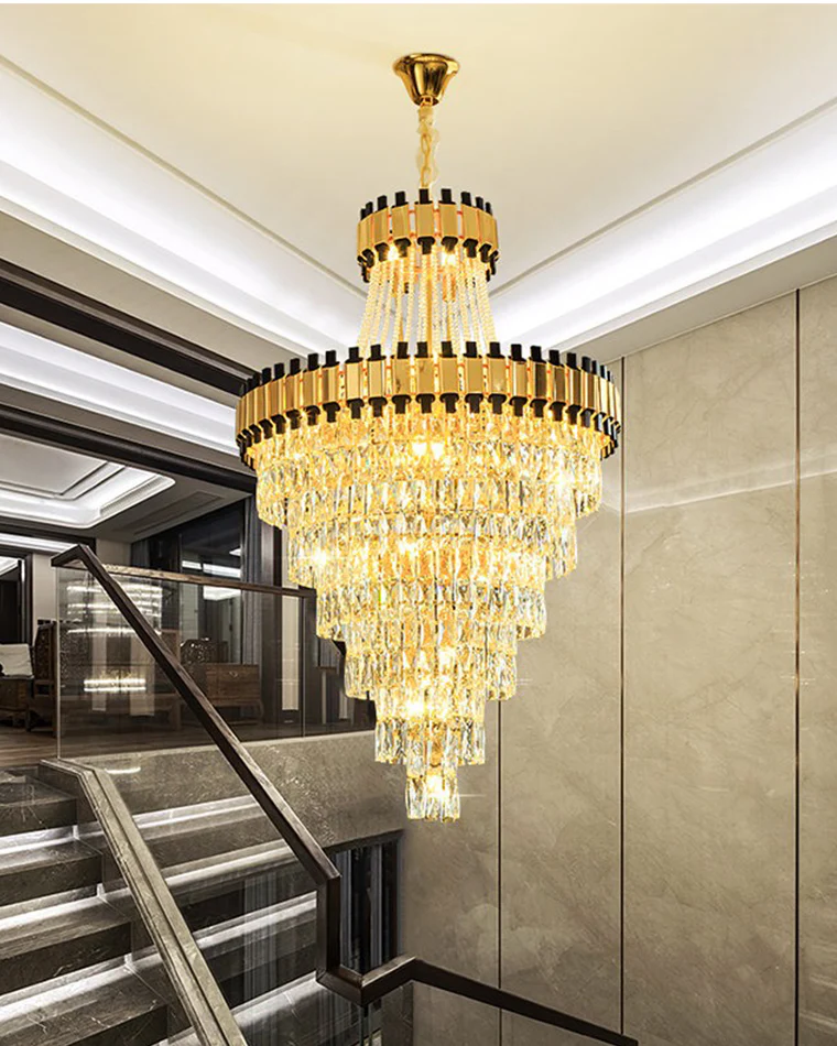 WOMO Tiered Gold Crystal Chandelier-WM2745 - Image 12