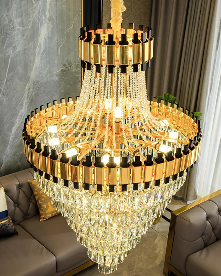 WOMO Tiered Gold Crystal Chandelier-WM2745 - Image 14