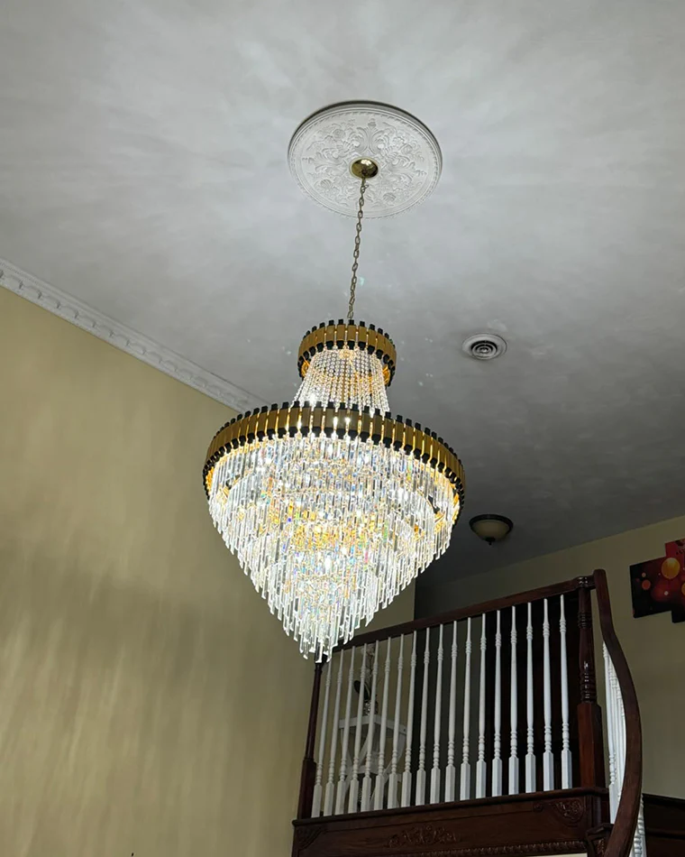 WOMO Tiered Gold Crystal Chandelier-WM2745 - Image 15