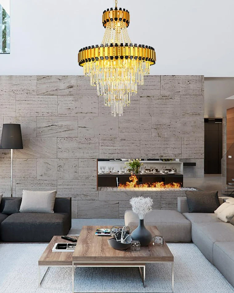 WOMO Tiered Gold Crystal Chandelier-WM2745 - Image 17