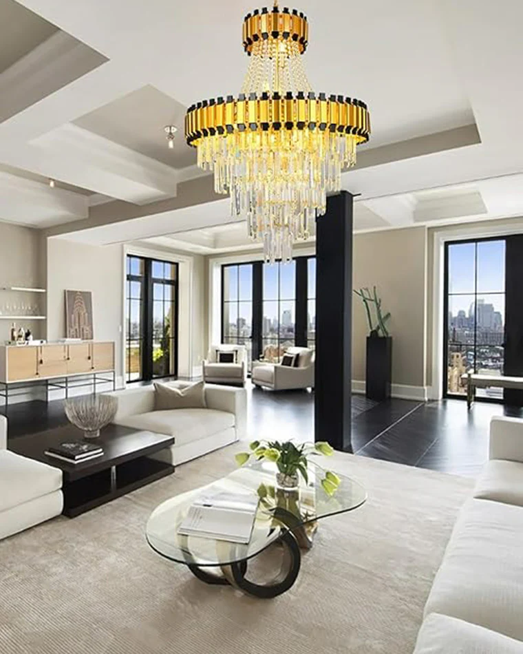 WOMO Tiered Gold Crystal Chandelier-WM2745 - Image 2