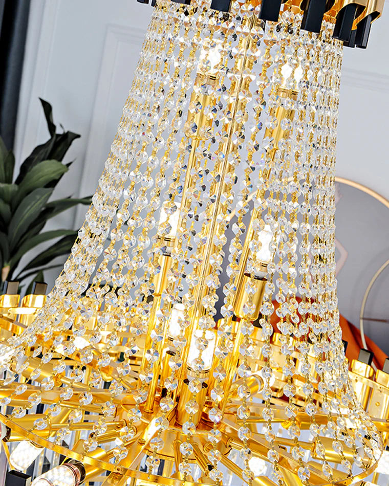 WOMO Tiered Gold Crystal Chandelier-WM2745 - Image 21