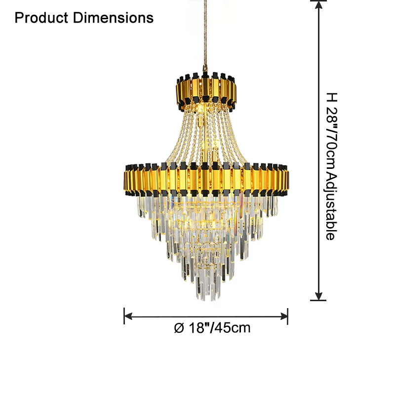 WOMO Tiered Gold Crystal Chandelier-WM2745 - Image 24