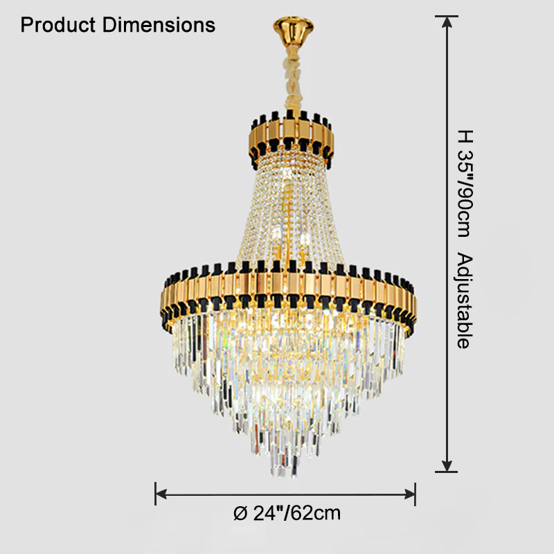 WOMO Tiered Gold Crystal Chandelier-WM2745 - Image 26