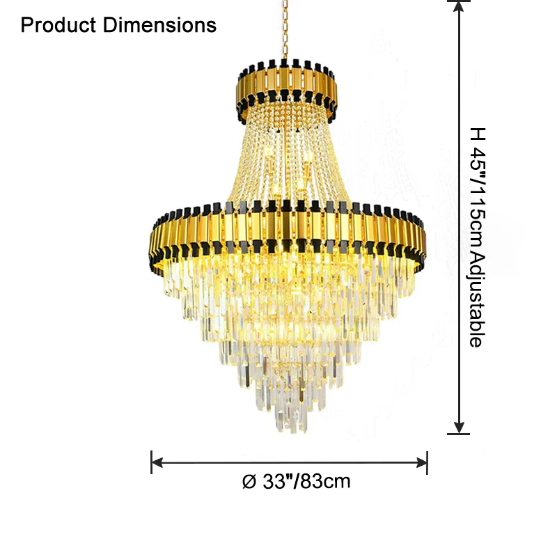 WOMO Tiered Gold Crystal Chandelier-WM2745 - Image 28