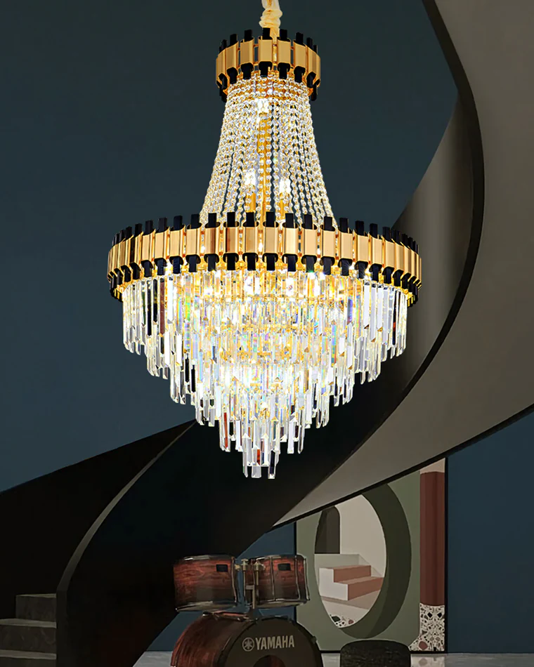 WOMO Tiered Gold Crystal Chandelier-WM2745 - Image 3