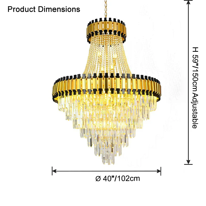 WOMO Tiered Gold Crystal Chandelier-WM2745 - Image 30