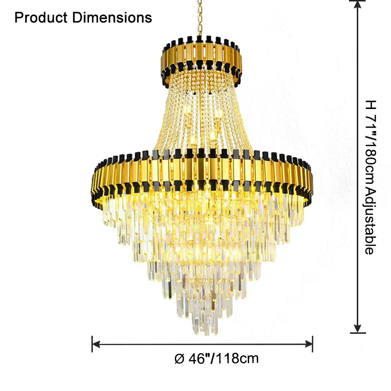 WOMO Tiered Gold Crystal Chandelier-WM2745 - Image 32