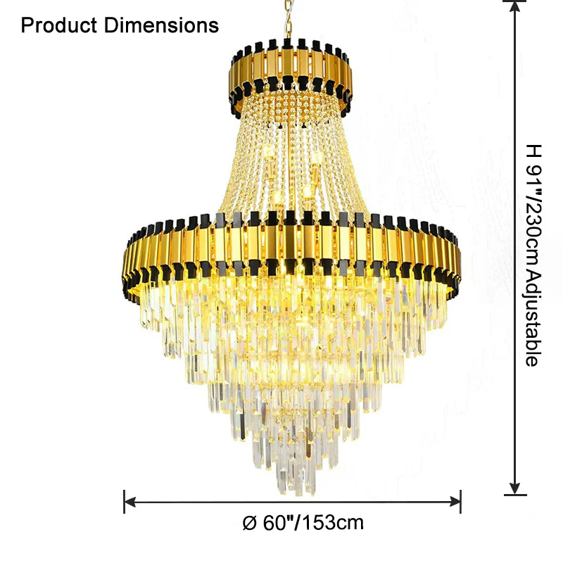 WOMO Tiered Gold Crystal Chandelier-WM2745 - Image 34