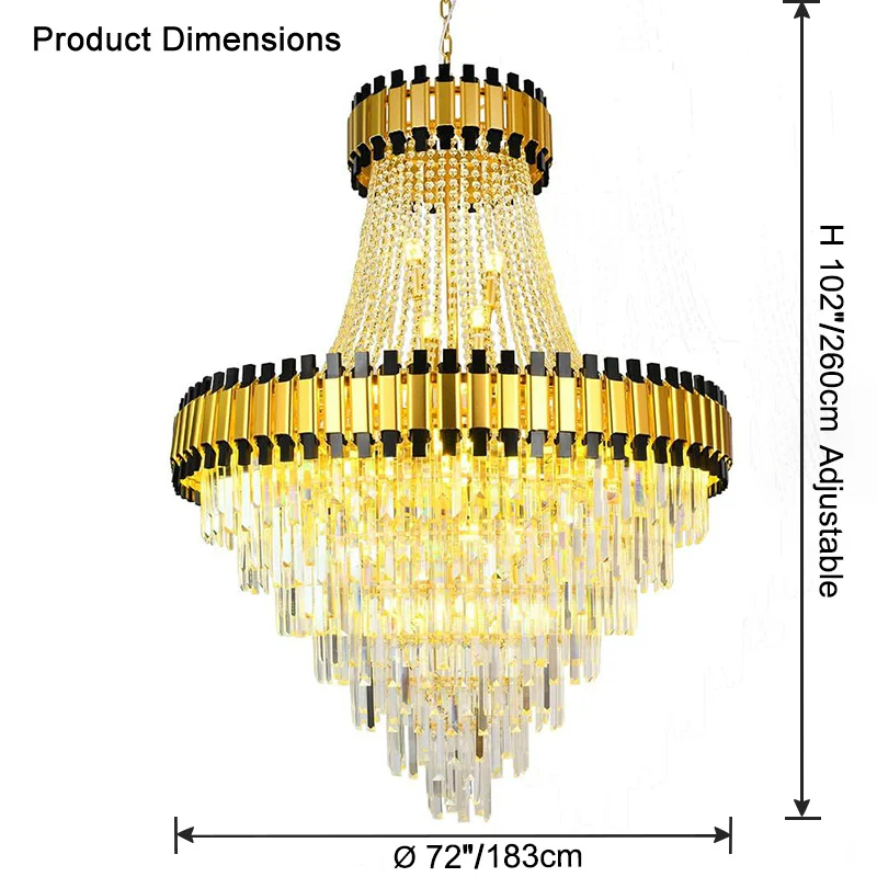 WOMO Tiered Gold Crystal Chandelier-WM2745 - Image 36
