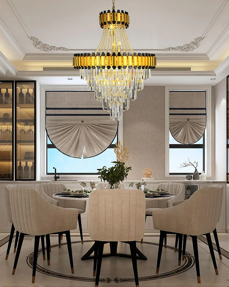 WOMO Tiered Gold Crystal Chandelier-WM2745 - Image 6