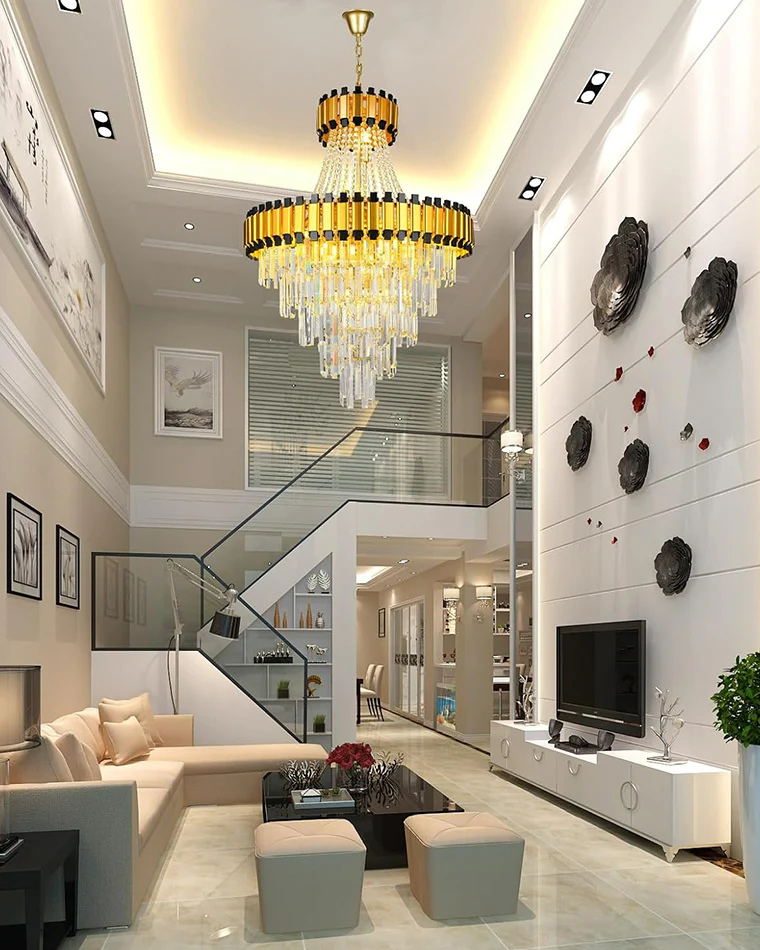 WOMO Tiered Gold Crystal Chandelier-WM2745 - Image 9