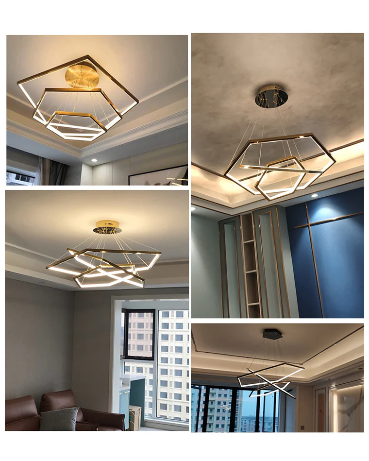 WOMO Tiered Hexagon Led Chandelier-WM2463 - Image 13