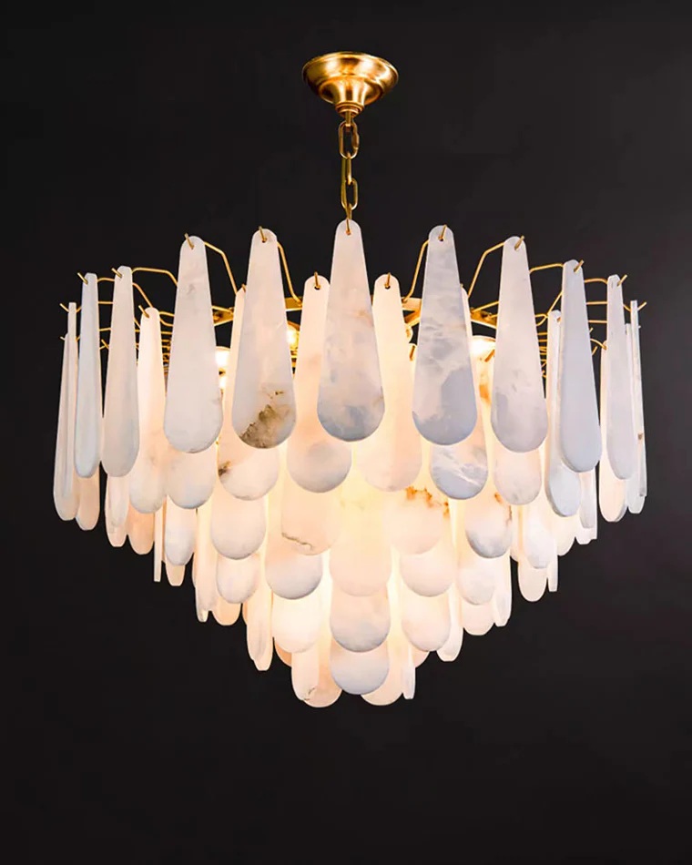 WOMO Tiered Raindrop Alabaster Chandelier-WM2395 - Image 11