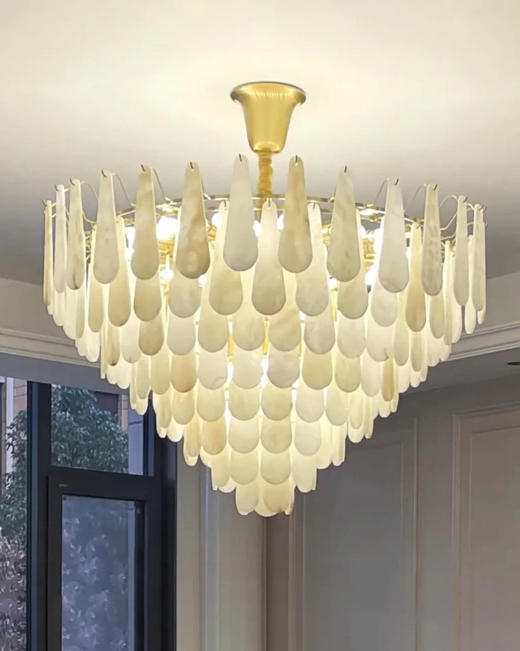 WOMO Tiered Raindrop Alabaster Chandelier-WM2395 - Image 12