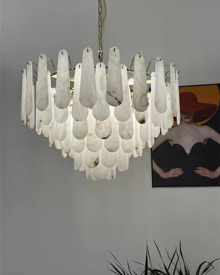 WOMO Tiered Raindrop Alabaster Chandelier-WM2395 - Image 14