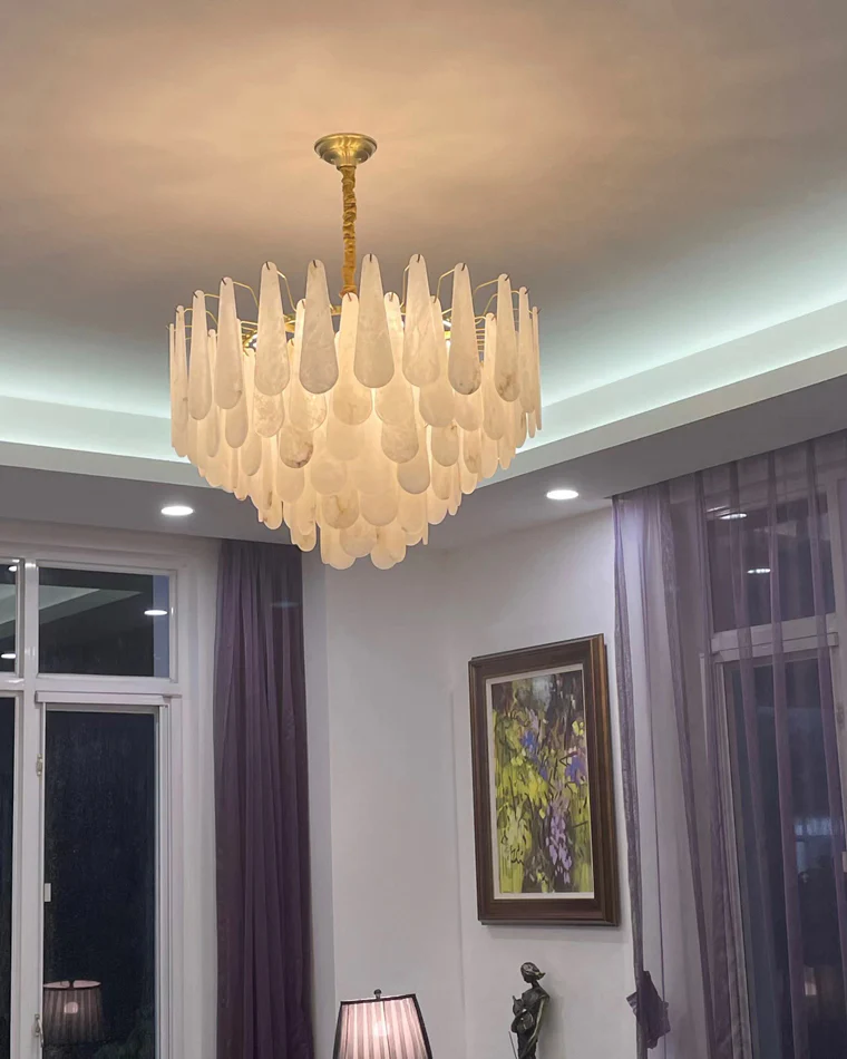 WOMO Tiered Raindrop Alabaster Chandelier-WM2395 - Image 15