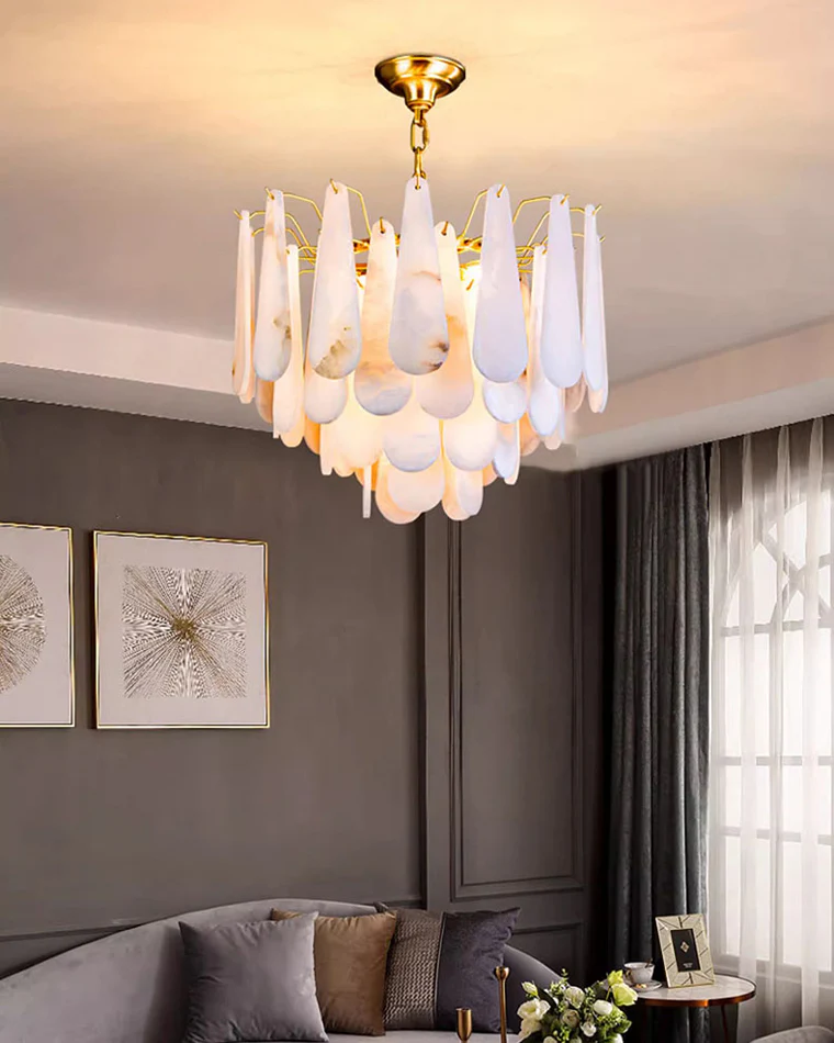 WOMO Tiered Raindrop Alabaster Chandelier-WM2395 - Image 20