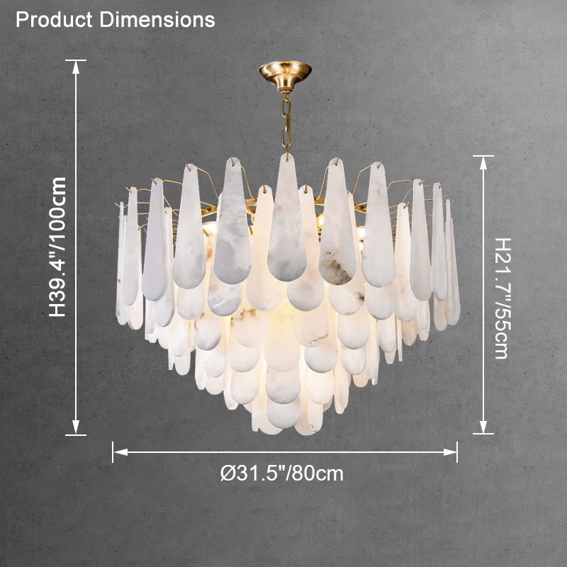 WOMO Tiered Raindrop Alabaster Chandelier-WM2395 - Image 28