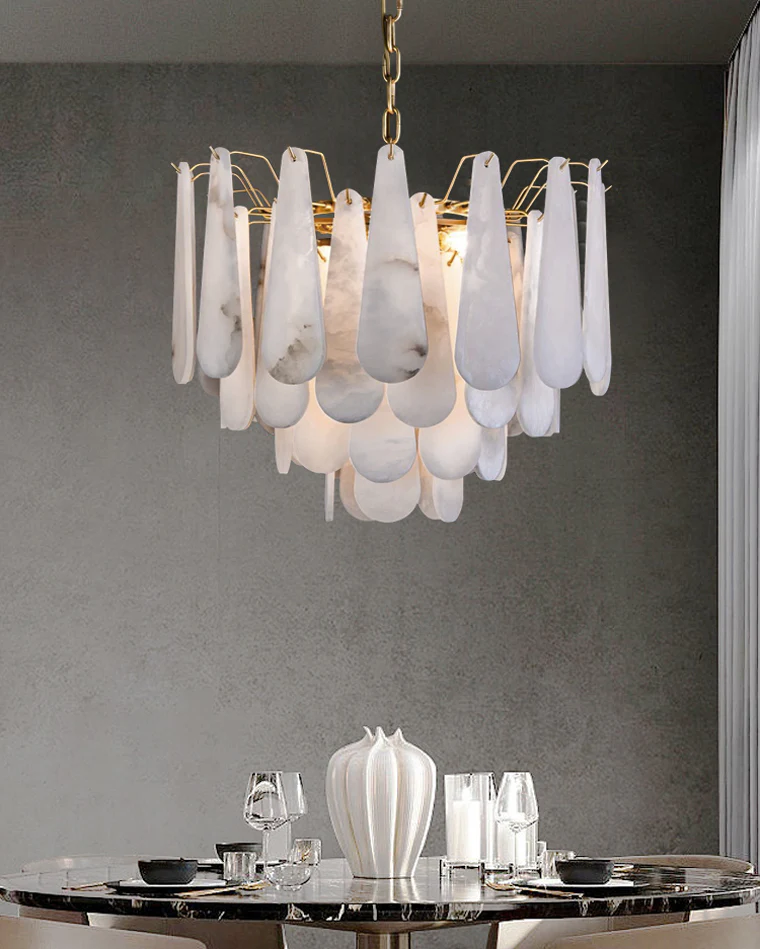 WOMO Tiered Raindrop Alabaster Chandelier-WM2395 - Image 6
