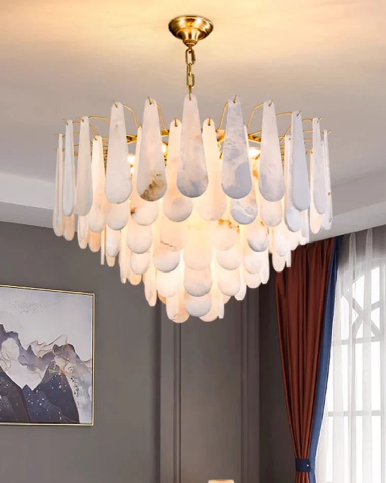 WOMO Tiered Raindrop Alabaster Chandelier-WM2395 - Image 7