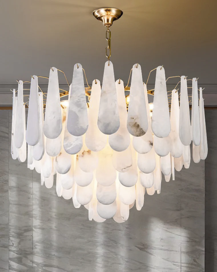 WOMO Tiered Raindrop Alabaster Chandelier-WM2395 - Image 9