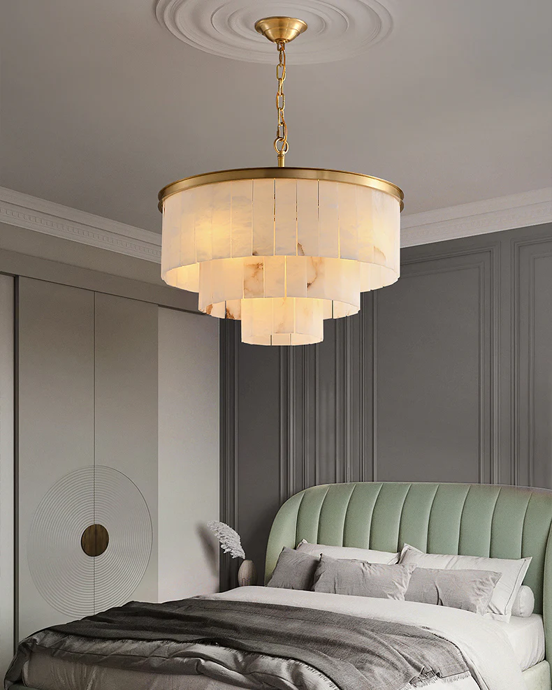 WOMO Tiered Round Alabaster Chandelier-WM2853 - Image 5